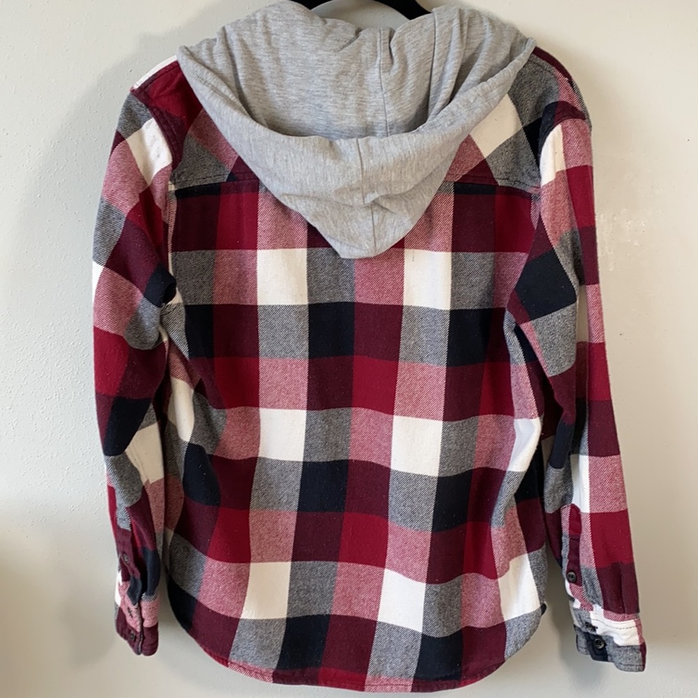 Forever 21 Plaid Flannel Shirt With Detachable Hood, Size S - Picture 4 of 6